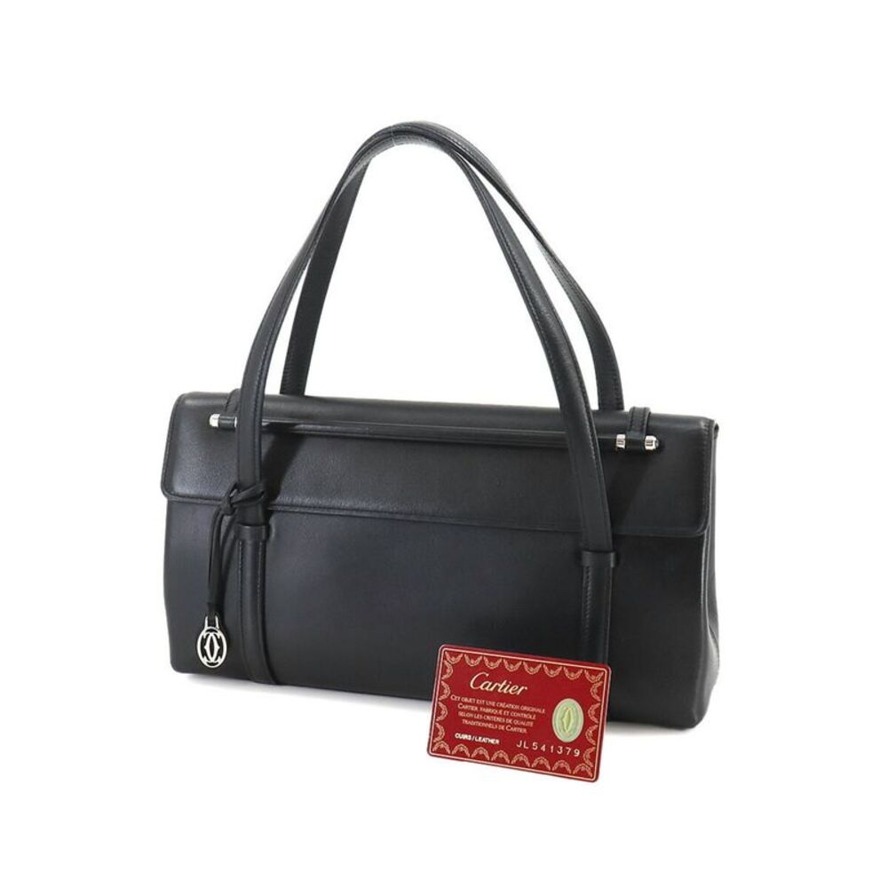 Cartier Cabochon Black Leather Handbag (Pre-Owned) - Picture 7 of 10